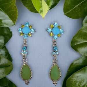 Blue and Green Stardrop Earrings